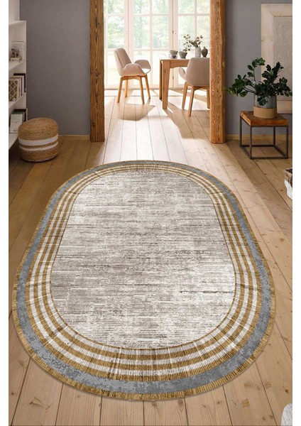Dijital Baskılı Kaymaz Taban Yıkanabilir Oval Salon Halısı Mutfak Halısı Yolluk NDO-HT-662