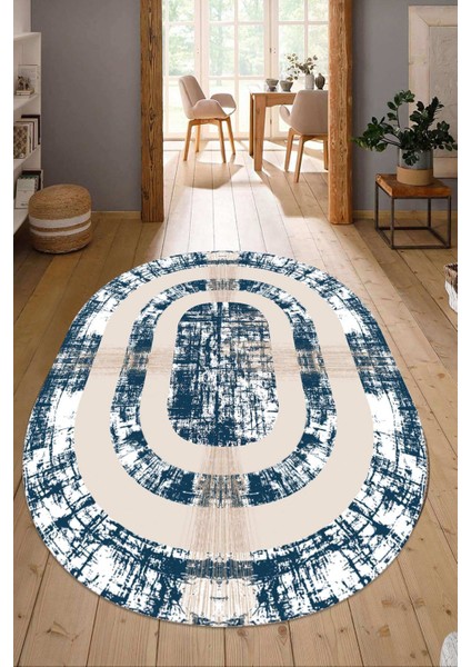 Dijital Baskılı Kaymaz Taban Yıkanabilir Oval Salon Halısı Mutfak Halısı Yolluk NDO-SD-383