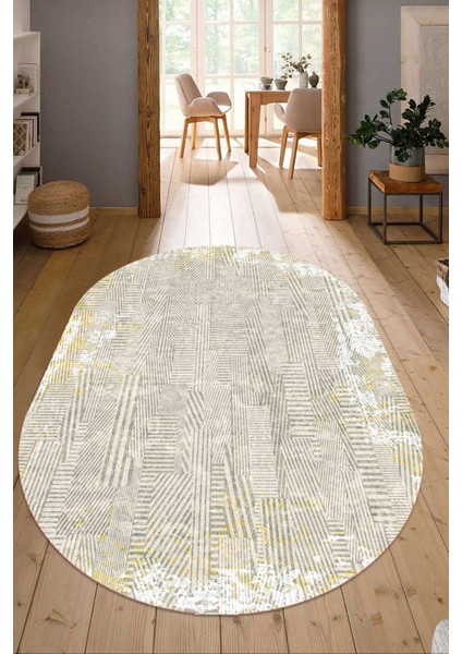 Dijital Baskılı Kaymaz Taban Yıkanabilir Oval Salon Halısı Mutfak Halısı Yolluk NDO-HT-112