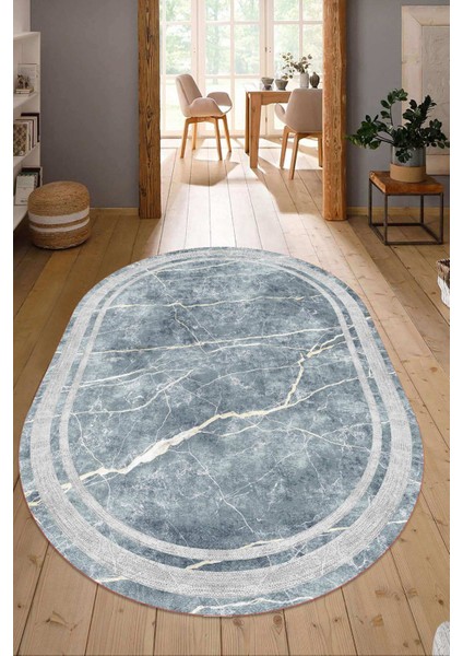Dijital Baskılı Kaymaz Taban Yıkanabilir Oval Salon Halısı Mutfak Halısı Yolluk NDO-HT-168