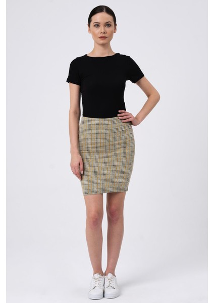 Kareli Mini Boy Etek, Gri (B19-49802-WN) fiyatları