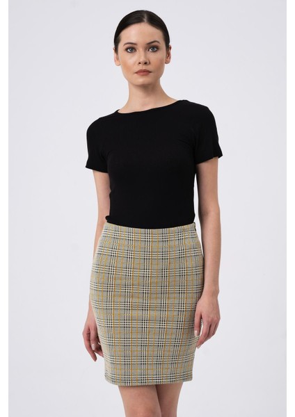 Kareli Mini Boy Etek, Gri (B19-49802-WN) modelleri