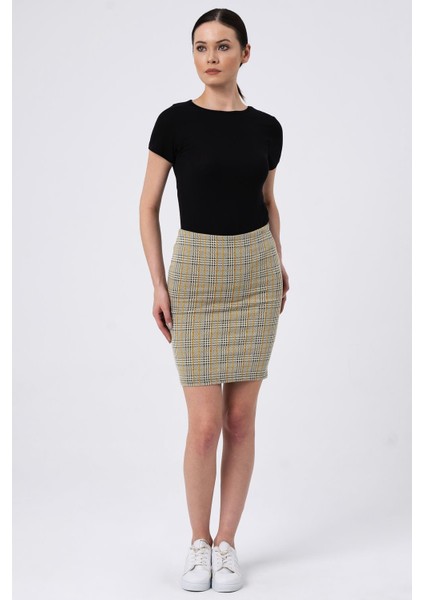 Kareli Mini Boy Etek, Gri (B19-49802-WN) fırsatları