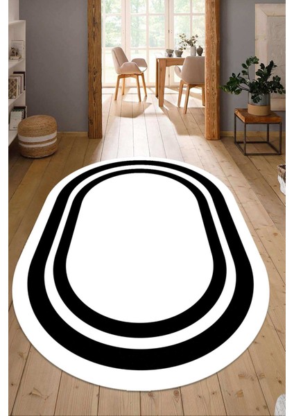 Dijital Baskılı Kaymaz Taban Yıkanabilir Oval Salon Halısı Mutfak Halısı Yolluk NDO-HS-552
