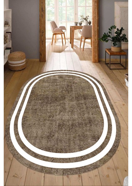 Dijital Baskılı Kaymaz Taban Yıkanabilir Oval Salon Halısı Mutfak Halısı Yolluk NDO-HT-576