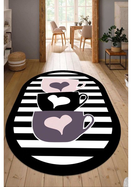 Dijital Baskılı Kaymaz Taban Yıkanabilir Oval Salon Halısı Mutfak Halısı Yolluk NDO-SD-717