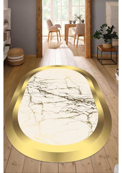 Dijital Baskılı Kaymaz Taban Yıkanabilir Oval Salon Halısı Mutfak Halısı Yolluk NDO-SD-493