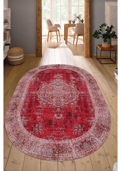 Dijital Baskılı Kaymaz Taban Yıkanabilir Oval Salon Halısı Mutfak Halısı Yolluk NDO-HY-1198