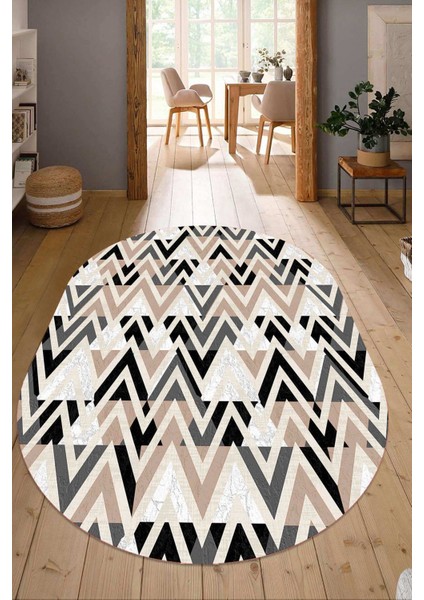 Dijital Baskılı Kaymaz Taban Yıkanabilir Oval Salon Halısı Mutfak Halısı Yolluk NDO-HT-779