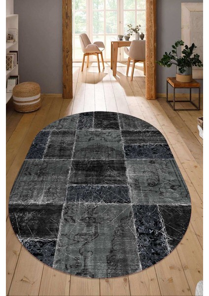 Dijital Baskılı Kaymaz Taban Yıkanabilir Oval Salon Halısı Mutfak Halısı Yolluk NDO-HT-922