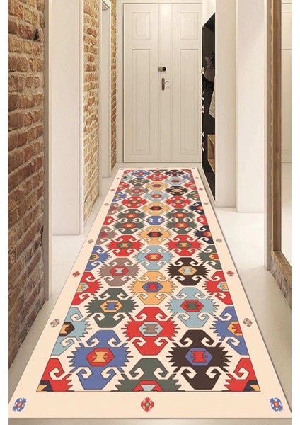 Dijital Baskılı Kaymaz Taban Yıkanabilir Modern Yolluk ve Koridor Halısı NDU-HK-144