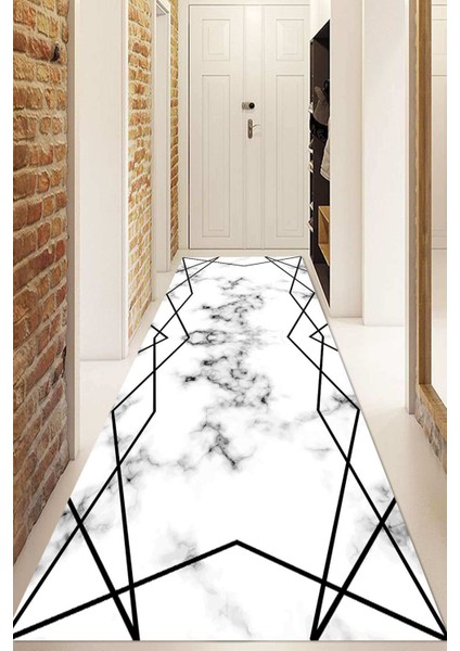 Dijital Baskılı Kaymaz Taban Yıkanabilir Modern Yolluk ve Koridor Halısı NDU-HT-329