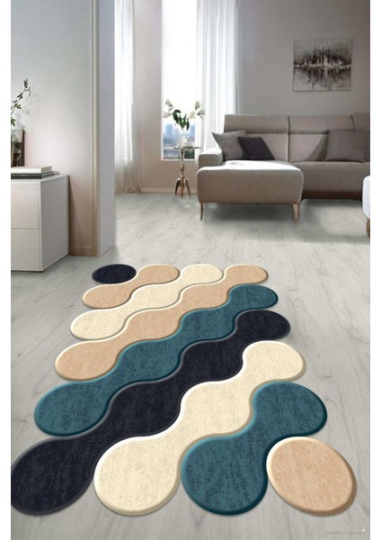 Dijital Baskılı Kaymaz Taban Yıkanabilir Lazer Kesim Salon Halısı Yolluk NLZR-HY-1182