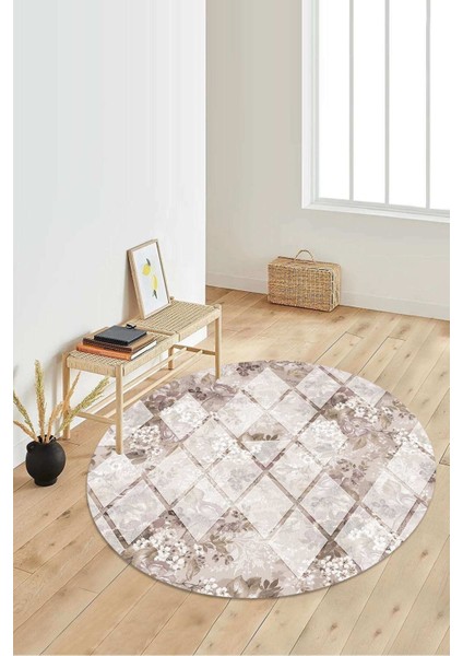 Dijital Baskılı Kaymaz Taban Yıkanabilir Yuvarlak Salon Halısı Koridor Halısı Paspas NDY-HT-202