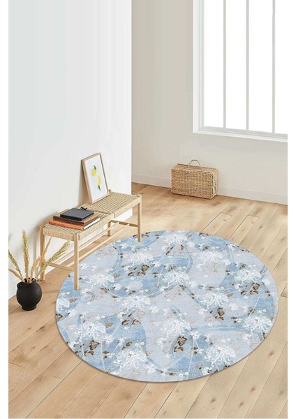 Dijital Baskılı Kaymaz Taban Yıkanabilir Yuvarlak Salon Halısı Koridor Halısı Paspas NDY-HT-253