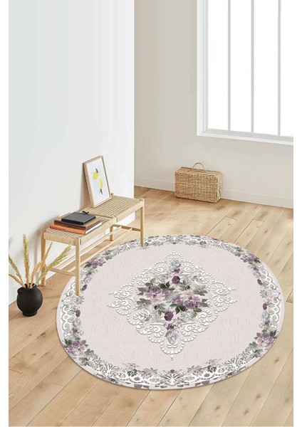 Dijital Baskılı Kaymaz Taban Yıkanabilir Yuvarlak Salon Halısı Koridor Halısı Paspas NDY-SD-404