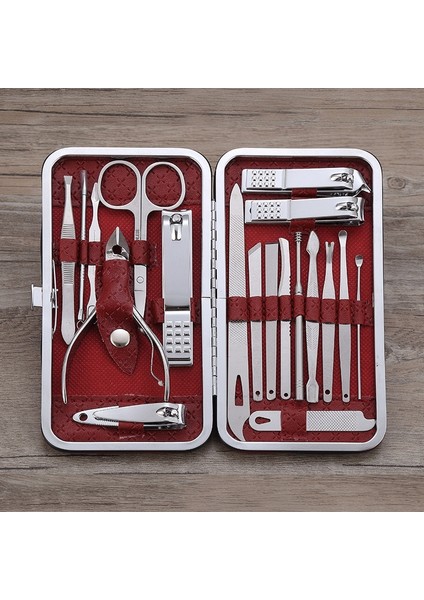Paslanmaz Çelik Manikür Seti - Kırmızı (Yurt Dışından)