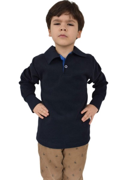 Erkek Çocuk Lacivert Polo Yaka Sweatshirt BGL-ST02435 fırsatları