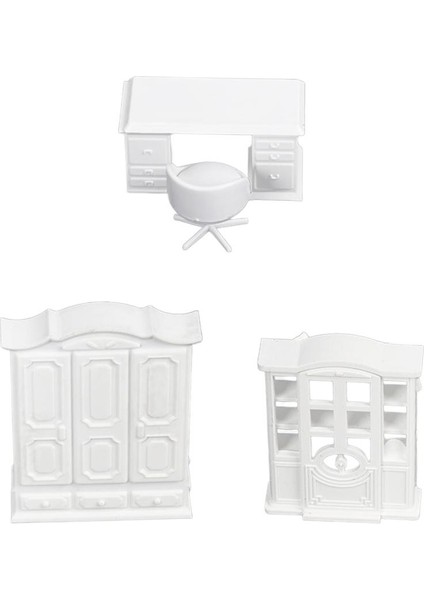 1:25 Boyasız Dollhouse Masa Sandalye Edour Çalışma Odası Mobilya Seti Oyuncak B (Yurt Dışından) modelleri