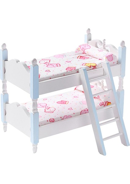 1:12 Ölçekli Dollhouse Minyatür Ahşap Ranza Mobilyaları Yatak Odası Mavisi (Yurt Dışından) indirimleri