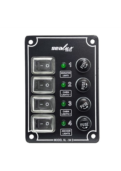 Tekne Switch Panel 4 Anahtarlı Dikey 12-24v Sigorta Paneli