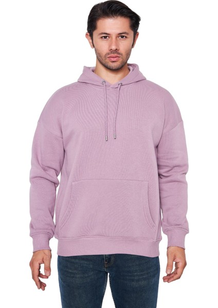 5001 Kapüşonlu Oversize Kanguru Cepli Basic Erkek Sweatshirt