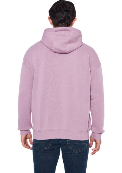 5001 Kapüşonlu Oversize Kanguru Cepli Basic Erkek Sweatshirt