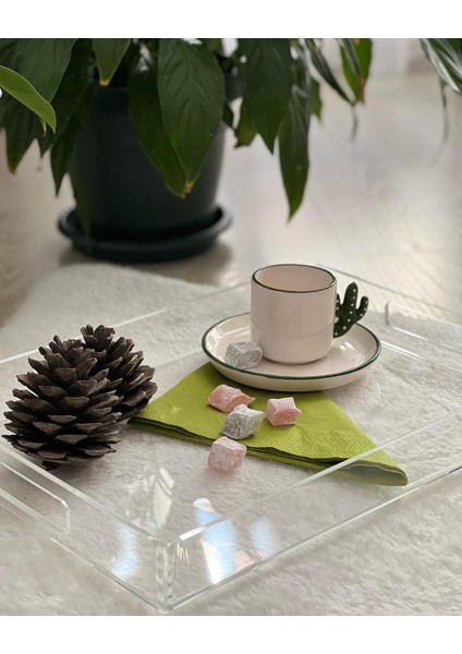 Buber Desing Buber Design Şeffaf Pleksi Tepsi 35X25 Servis Sunum Tepsisi