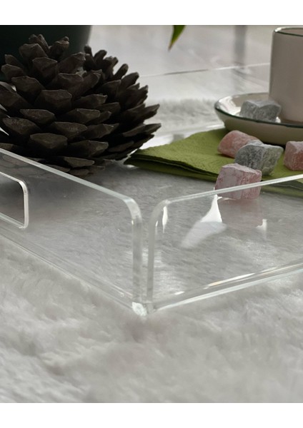 Buber Desing Buber Design Şeffaf Pleksi Tepsi 35X25 Servis Sunum Tepsisi modelleri