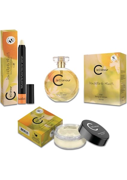 Cle D'amour Powdering Fruits (Oryantal) Women - 3 Lü Kadın Parfüm Seti 50 ml - Vegan