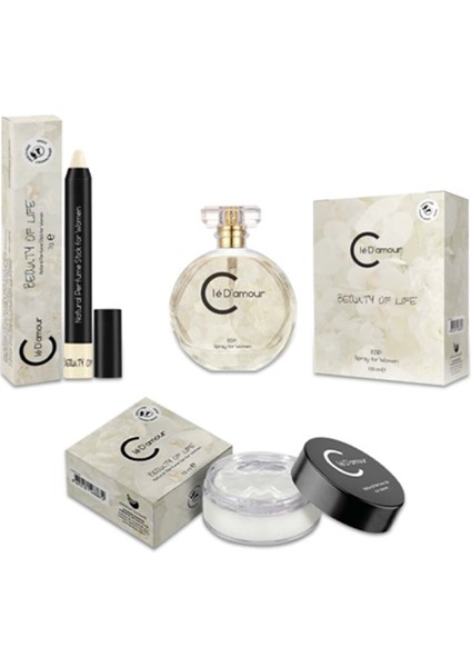 Cle D'amour Beauty Of Life (Miskli/çiçeksi) Women - 3 Lü Kadın Parfüm Seti 50 ml - Vegan
