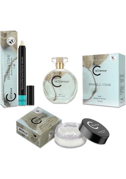 Cle D'amour Emerald Stone (Gurme/çiçeksi) Women - 3 Lü Kadın Parfüm Seti 50 ml - Vegan