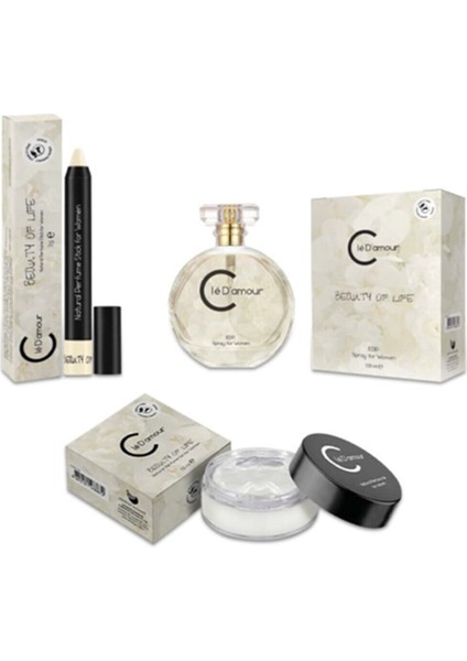 Cle D'amour Beauty Of Life (Miskli/çiçeksi) Women - 3 Lü Kadın Parfüm Seti 100 ml - Vegan