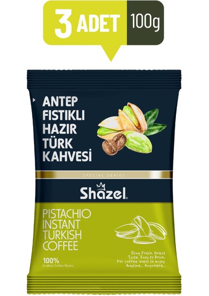 Antep Fıstıklı Hazır Türk Kahvesi 100 Gr. x 3 Adet