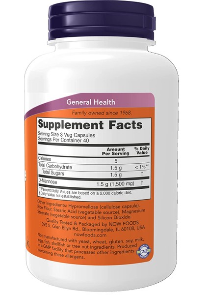 D-Mannose 500 mg 120 VEG Capsules fiyatları