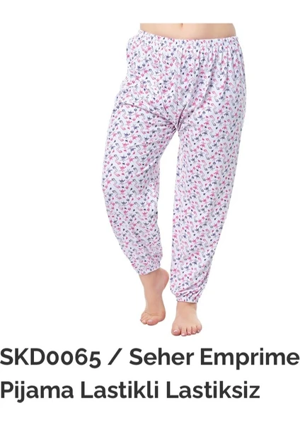 Seher Yıldızı Desenli Paçası Lastikli Anne Uzun Pijama Altı 065