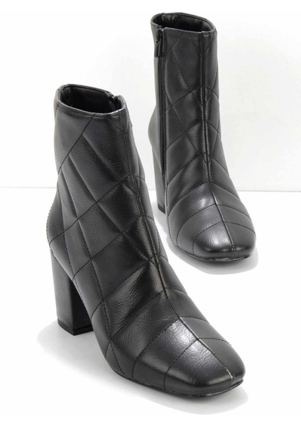 Siyah Kırışık Kadın Bot & Bootie K02209062042