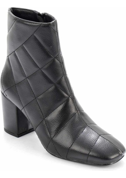 Siyah Kırışık Kadın Bot & Bootie K02209062042