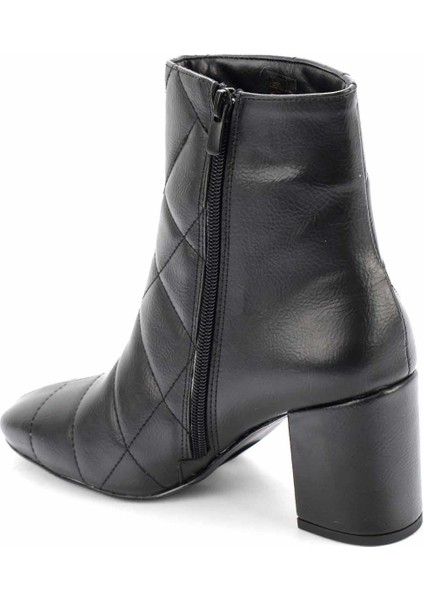 Siyah Kırışık Kadın Bot & Bootie K02209062042