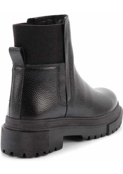 Siyah Deri Kadın Bot & Bootie K02724300003 fırsatları