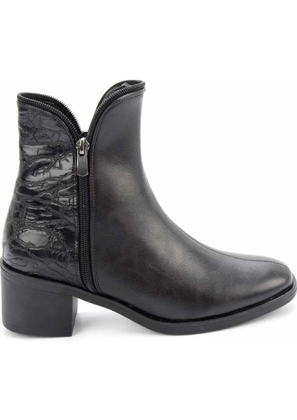 Siyah Siyah Kroko Kadın Bot & Bootie K02260020509
