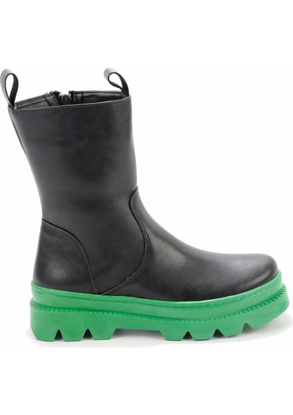 Mat Siyah Yeşil Kadın Bot & Bootie K02891100409