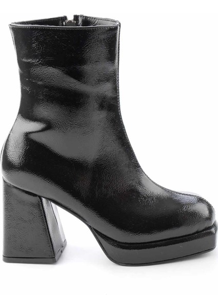 Siyah Kırışık Rugan Kadın Bot & Bootie K02215290208