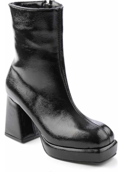 Siyah Kırışık Rugan Kadın Bot & Bootie K02215290208