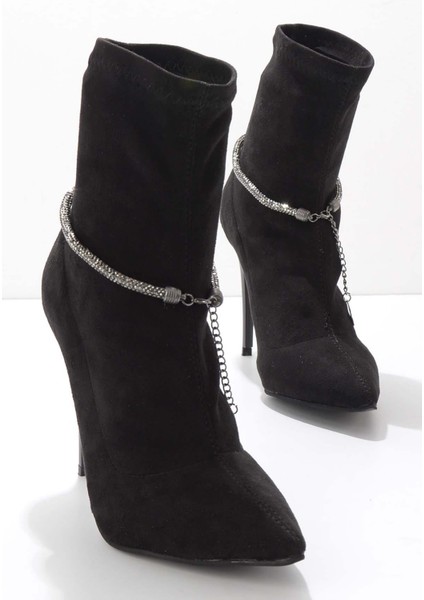 Siyah Platin Süet Kadın Bot & Bootie K02575211702 fiyatları