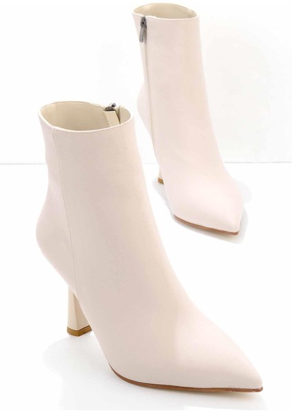 Mat Bej Saten Kadın Bot & Bootie K02992052938