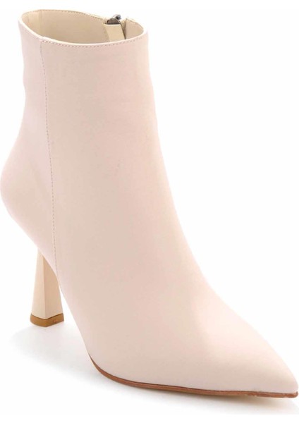 Mat Bej Saten Kadın Bot & Bootie K02992052938
