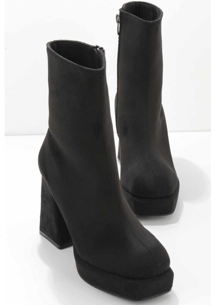 Siyah Süet Kadın Bot & Bootie K02215290202