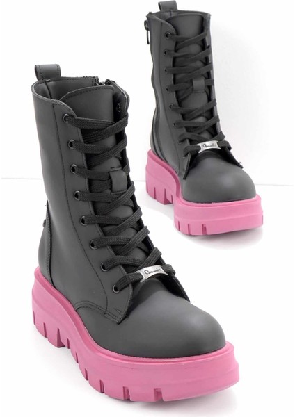 Mat Siyah Fuşya Kadın Bot & Bootie K02538014409