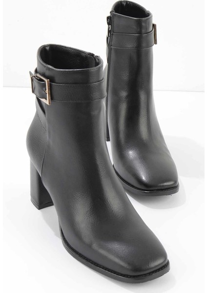 Siyah Kırışık Kadın Bot & Bootie K02189090509